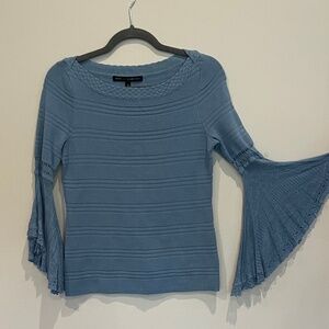 White House Black Market Blue Lace Bell Sleeve Sweater Size XS